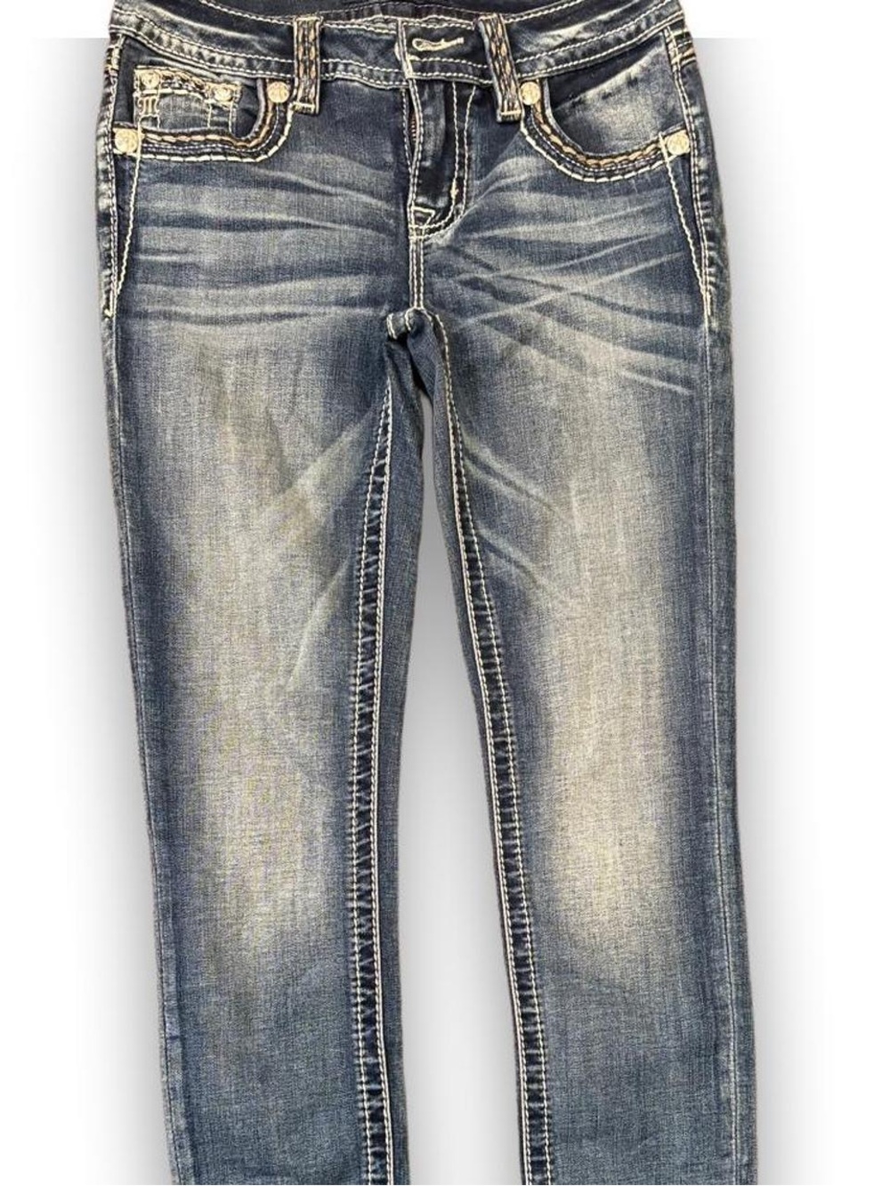 Miss Me Hailey Skinny Jeans - Dark Wash Contrast Stitching Y2K Western 25